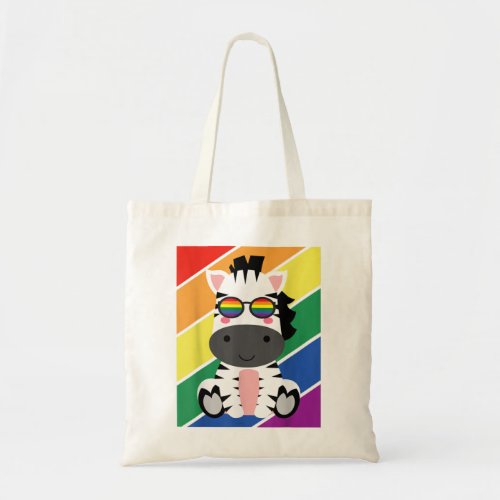 LGBTQ Flag Gay Pride Month Rainbow Zebras LGBT Gla Tote Bag