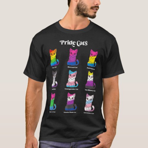 LGBTQ Flag Kawaii Pride Cats Gay Trans Non Binary  T_Shirt