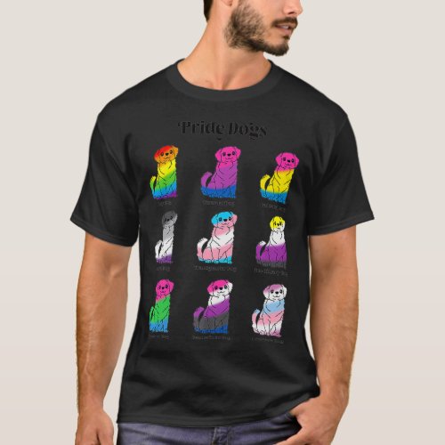 LGBTQ Flag Kawaii Pride Dogs Gay Trans Non Binary  T_Shirt