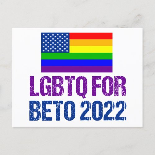 LGBTQ for Beto 2022 Gay Pride Flag Election Postcard
