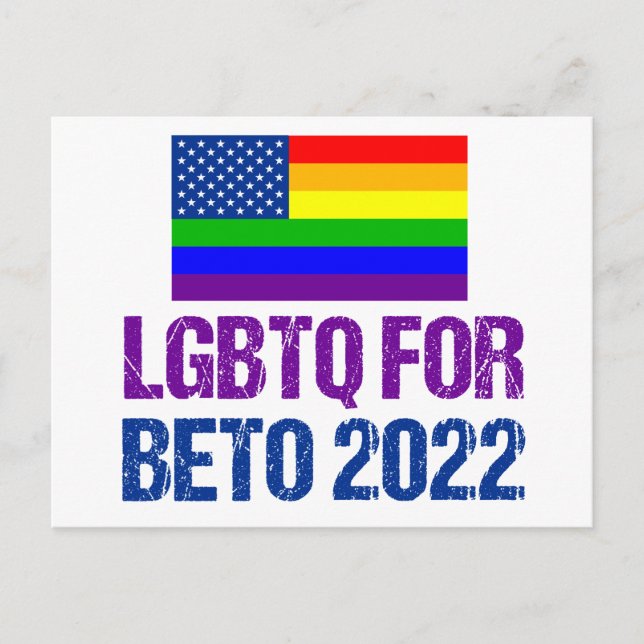 LGBTQ for Beto 2022 Gay Pride Flag Election Postcard (Front)