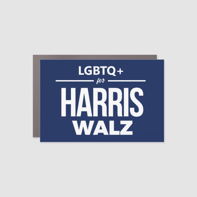 LGBTQ+ for Harris Walz Car Magnet (Front)