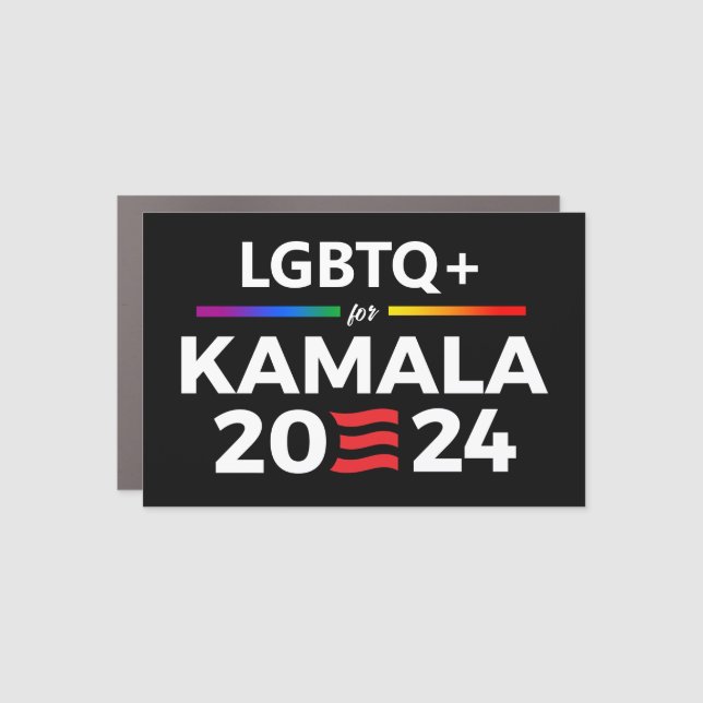LGBTQ+ for Kamala Harris Car Magnet (Front)