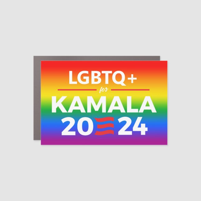 LGBTQ+ for Kamala Harris Car Magnet (Front)
