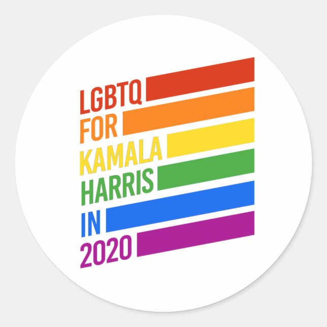 LGBTQ for KAMALA HARRIS Rainbow Stripes Classic Round Sticker (Front)