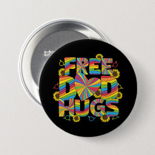 LGBTQ - Free Dad Hugs - Rainbow Color Button