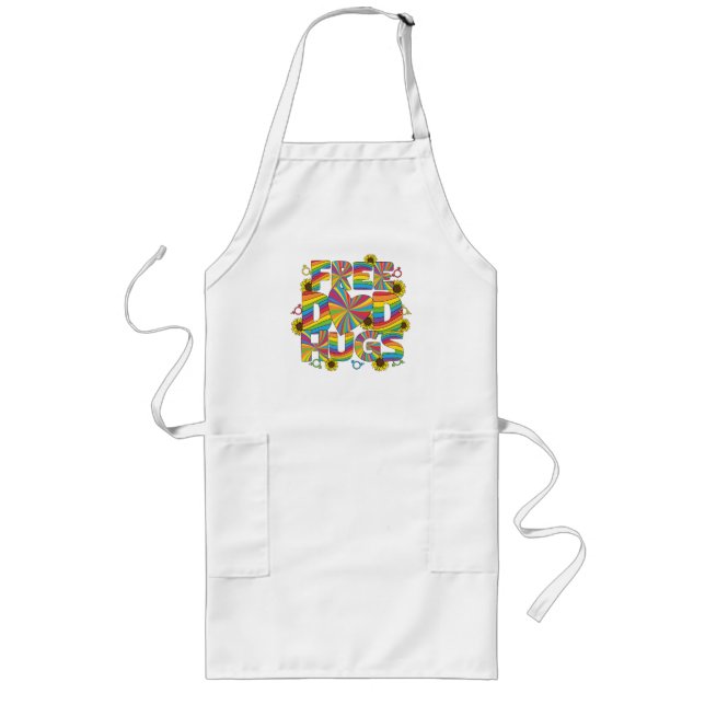 LGBTQ - Free Dad Hugs - Rainbow Color Long Apron (Front)
