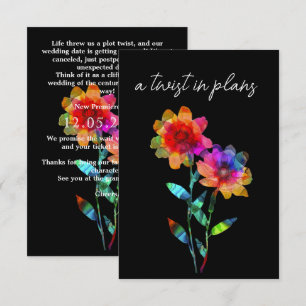 LGBTQ FUNNY Wedding date CHANGE Petals & Pride Enclosure Card
