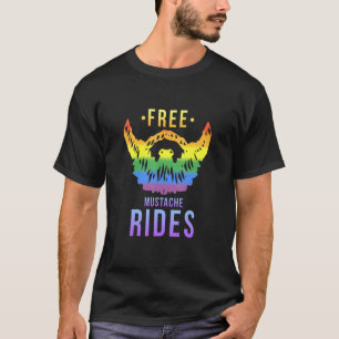 Lgbtq Gay Beard Mustache Ride Queer Rainbow T-Shirt