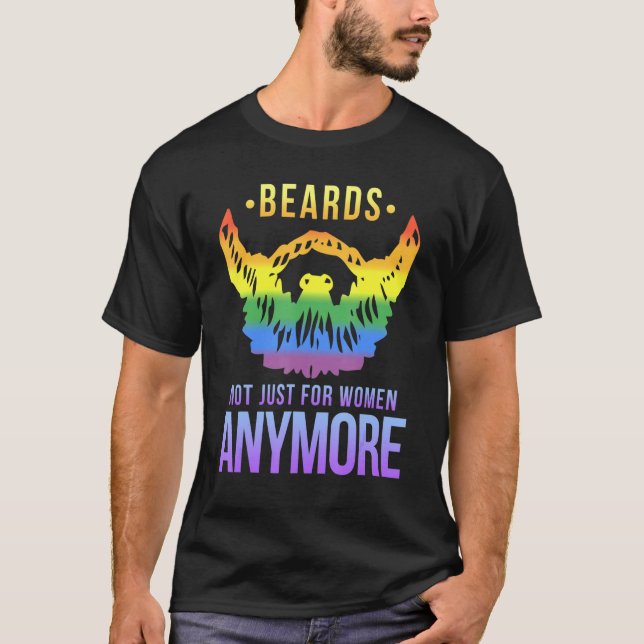 Lgbtq Gay Beard Queer Rainbow T-Shirt (Front)