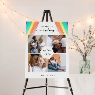 LGBTQ Gay Couple 4 Photo Collage Rainbow Wedding Foam Board