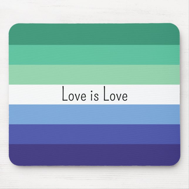 LGBTQ Gay Flag Love is Love Custom Text Mouse Pad (Front)
