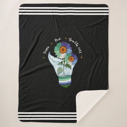 LGBTQ Gay Man Flag Sunflowers in a Light Bulb Sherpa Blanket