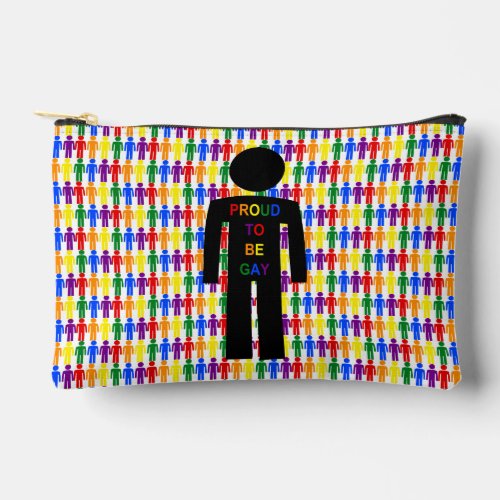 LGBTQ Gay Man Silhouette and Rainbow Men Accessory Pouch