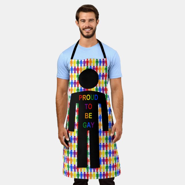 LGBTQ Gay Man Silhouette and Rainbow Men Apron (Worn)
