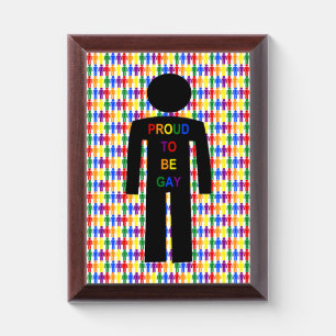 LGBTQ Gay Man Silhouette and Rainbow Men Award Plaque
