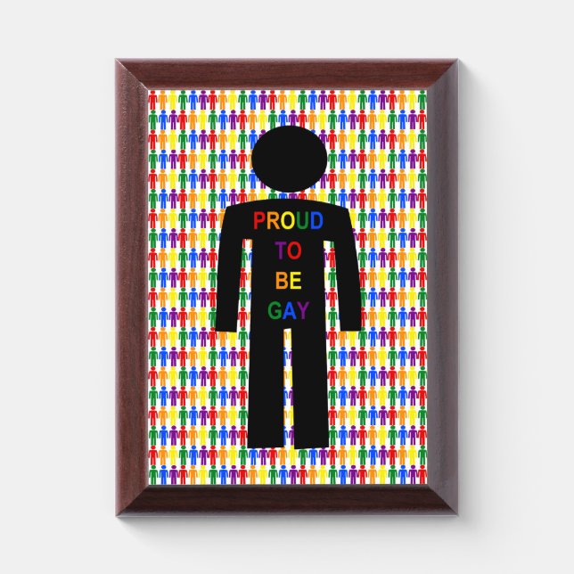 LGBTQ Gay Man Silhouette and Rainbow Men Award Plaque (Vertical)