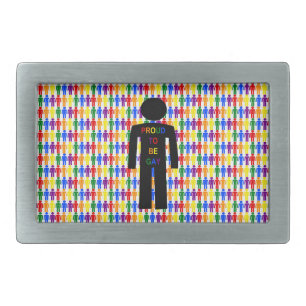 LGBTQ Gay Man Silhouette and Rainbow Men Belt Buckle