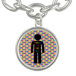 LGBTQ Gay Man Silhouette and Rainbow Men Bracelet