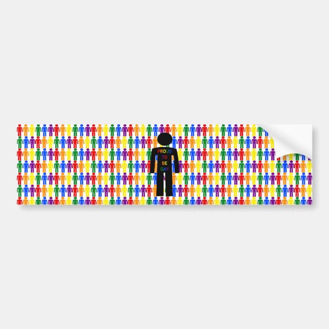 LGBTQ Gay Man Silhouette and Rainbow Men Bumper Sticker (Front)