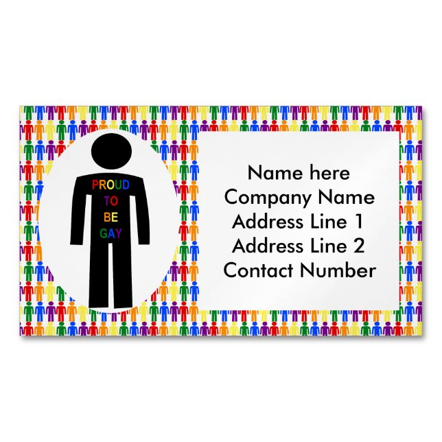 LGBTQ Gay Man Silhouette and Rainbow Men Business Card Magnet (Front)