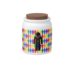 LGBTQ Gay Man Silhouette and Rainbow Men Candy Jar