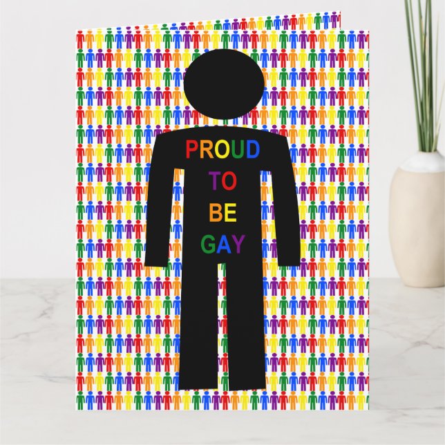 LGBTQ Gay Man Silhouette and Rainbow Men Card (Front)