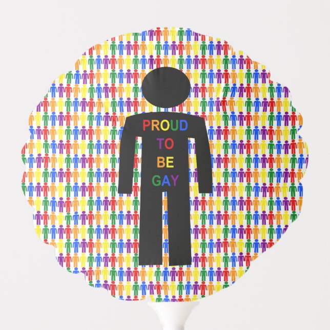 LGBTQ Gay Man Silhouette and Rainbow Men Custom Balloon (Front)
