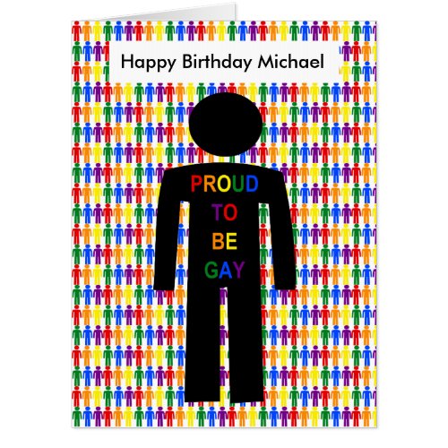 LGBTQ Gay Man Silhouette and Rainbow Men Custom Card