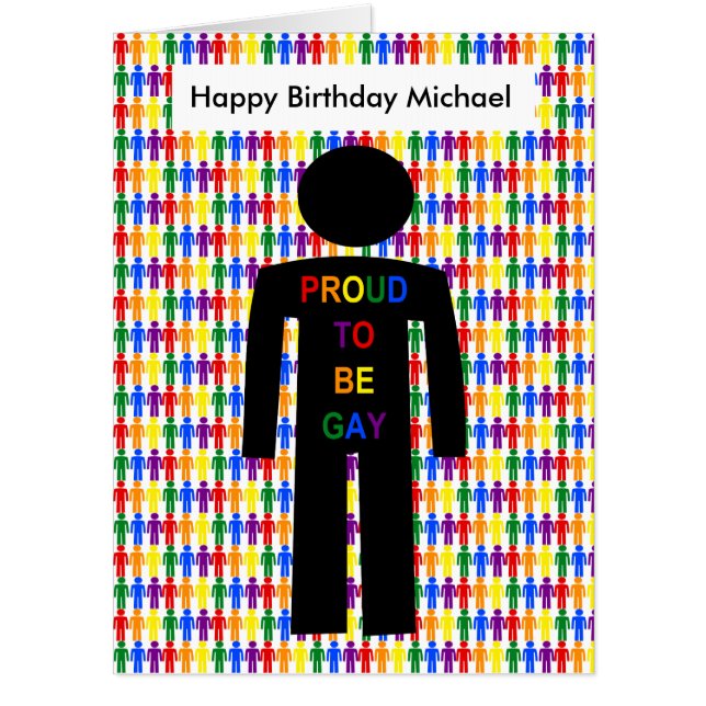 LGBTQ Gay Man Silhouette and Rainbow Men Custom Card (Front)