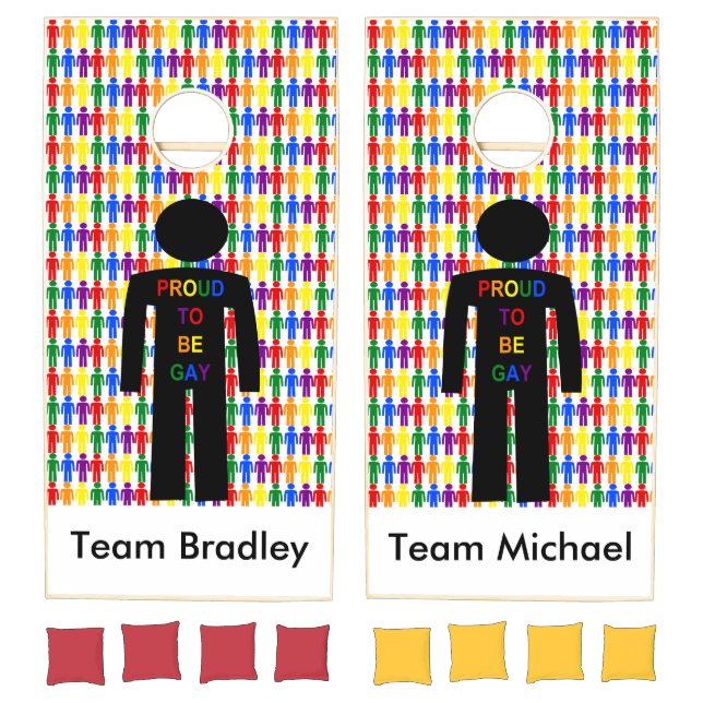 LGBTQ Gay Man Silhouette and Rainbow Men Custom Cornhole Set (Set)