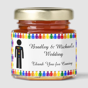 LGBTQ Gay Man Silhouette and Rainbow Men Custom Honey Jar Favors