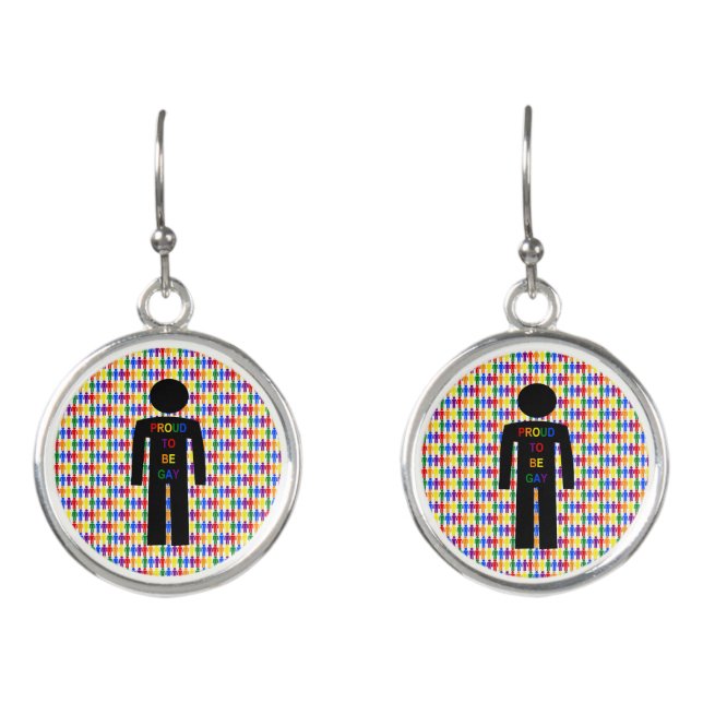 LGBTQ Gay Man Silhouette and Rainbow Men Earrings (Front)