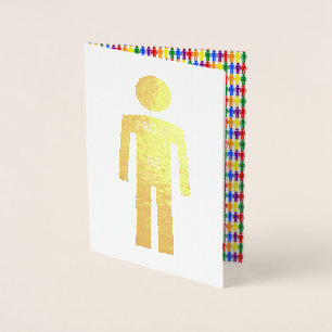LGBTQ Gay Man Silhouette and Rainbow Men Foil Card