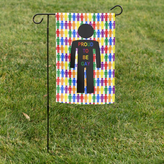 LGBTQ Gay Man Silhouette and Rainbow Men Garden Flag (In SItu)