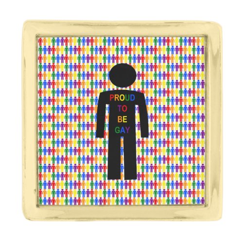 LGBTQ Gay Man Silhouette and Rainbow Men Gold Finish Lapel Pin