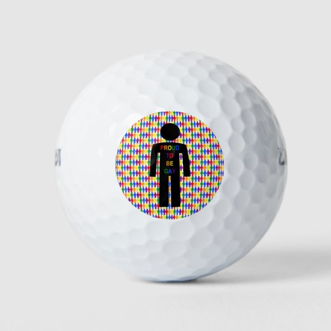 LGBTQ Gay Man Silhouette and Rainbow Men Golf Balls (Front)