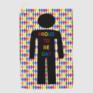 LGBTQ Gay Man Silhouette and Rainbow Men Golf Towel