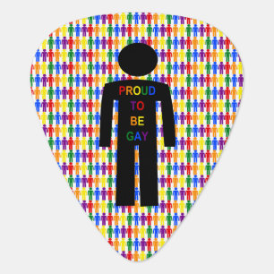 LGBTQ Gay Man Silhouette and Rainbow Men Guitar Pick