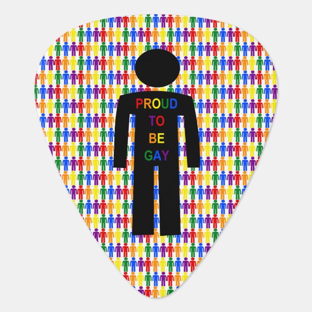 LGBTQ Gay Man Silhouette and Rainbow Men Guitar Pick (Front)