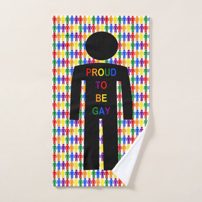 LGBTQ Gay Man Silhouette and Rainbow Men Hand Towel (Hand Towel)