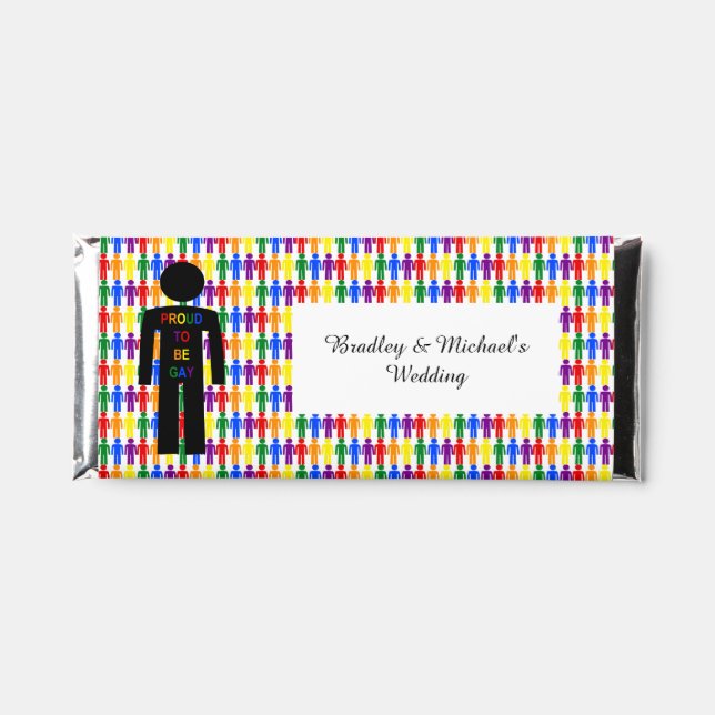 LGBTQ Gay Man Silhouette and Rainbow Men Hershey Bar Favors (Front)