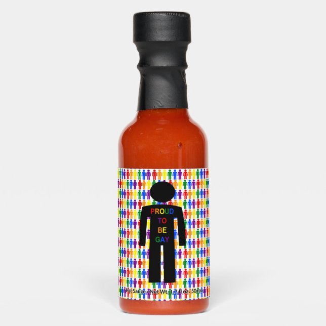 LGBTQ Gay Man Silhouette and Rainbow Men Hot Sauces (Front)