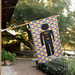 LGBTQ Gay Man Silhouette and Rainbow Men House Flag