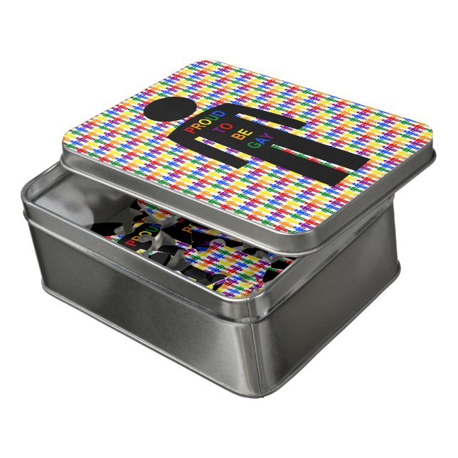 LGBTQ Gay Man Silhouette and Rainbow Men Jigsaw Puzzle (Lid Open)