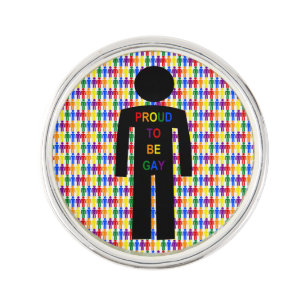LGBTQ Gay Man Silhouette and Rainbow Men Lapel Pin