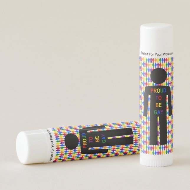 LGBTQ Gay Man Silhouette and Rainbow Men Lip Balm (Front)