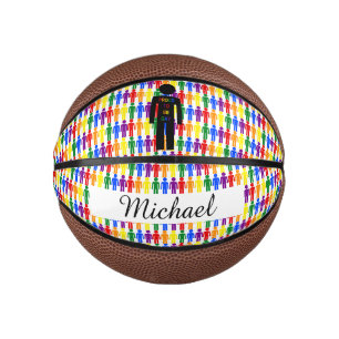LGBTQ Gay Man Silhouette and Rainbow Men Mini Basketball