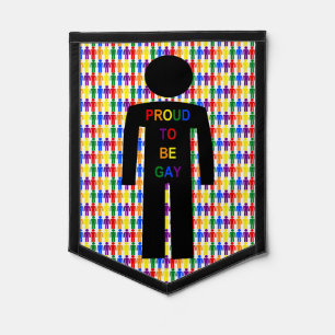 LGBTQ Gay Man Silhouette and Rainbow Men Pennant