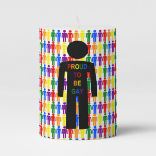LGBTQ Gay Man Silhouette and Rainbow Men Pillar Candle